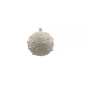 Image of Pallina con perle in schiuma e glitter bianca d.8cm
