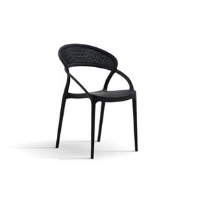 Image of Set 4 sedie nere di design da giardino nero zznlf6053 - Set 4 sedie nere di design da giardino Nero, ZZNLF6053