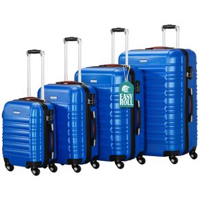 Image of Set 4 valigie rigide con ruote easy roll trolley bagaglio a mano viaggio blu - Set 4 Valigie Rigide con Ruote Easy Roll Trolley Bagaglio a Mano Viaggio Blu