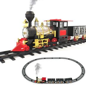 Image of Pista trenino giocattolo bambini treno locomotiva con luce suoni e 3 vagoni 71cm - Pista Trenino Giocattolo Bambini Treno Locomotiva con Luce Suoni e 3 Vagoni 71cm