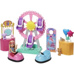 Image of Barbie playset luna park club chelsea e bambola con accessori parco divertimenti - Barbie Playset Luna Park Club Chelsea e Bambola con Accessori Parco Divertimenti