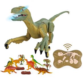 Image of Dinosauro telecomandato giocattolo velociraptor ricaricabile luce led e ruggito - Dinosauro Telecomandato Giocattolo Velociraptor Ricaricabile Luce Led e Ruggito
