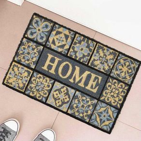 Image of Zerbino tappeto ingresso stile mosaico antiscivolo fibra di cocco rettangolare - Zerbino Tappeto Ingresso Stile Mosaico Antiscivolo Fibra di Cocco Rettangolare