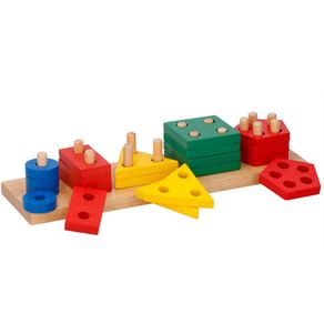 Image of Costruzioni incastro con formine giocattolo bambini legno 20pz gioco educativo - Costruzioni Incastro con Formine Giocattolo Bambini Legno 20pz Gioco Educativo