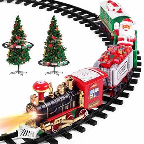Image of Trenino natalizio con supporto per centro albero treno elettrico con luci natale - Trenino Natalizio con Supporto per Centro Albero Treno Elettrico con Luci Natale