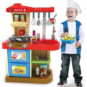 Image of Cucina giocattolo bambini fornello luci suoni 30 accessori gioco 52x26x72cm - Cucina Giocattolo Bambini Fornello Luci Suoni 30 Accessori Gioco 52x26x72cm