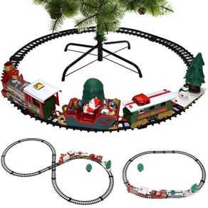Image of Trenino natalizio sotto albero 3in1 locomotiva luci suoni cn slitta babbo natale - Trenino Natalizio Sotto Albero 3in1 Locomotiva Luci Suoni cn Slitta Babbo Natale