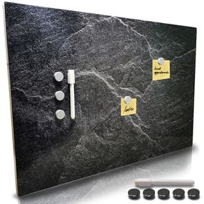 Image of Lavagna magnetica stampa marmo nero 60x40 cm 1 pennarello cancellabile 5 magneti - Lavagna Magnetica Stampa Marmo Nero 60x40 cm 1 Pennarello Cancellabile 5 Magneti