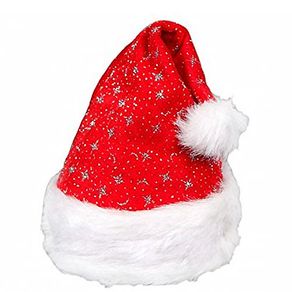 Image of Cappello cappellino babbo natale glitterato rosso abbigliamento natalizo - Cappello Cappellino Babbo Natale Glitterato Rosso Abbigliamento Natalizo
