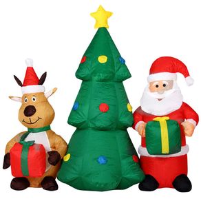 Image of Gonfiabile albero natalizio babbo natale e renna luci a led 150cm autogonfiabile - GONFIABILE ALBERO NATALIZIO BABBO NATALE E RENNA LUCI A LED 150CM AUTOGONFIABILE