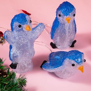 Image of Set 3 pinguini forma acrilica natalizio led illuminazione esterni per interni - Set 3 Pinguini Forma Acrilica Natalizio Led Illuminazione Esterni per Interni