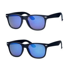 Image of Occhiali da sole unisex montatura nera con vetri a specchio - Occhiali da Sole Unisex Montatura Nera con Vetri a Specchio