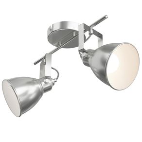 Image of Lampadario lampada 2 luci faretti direzionabili metallo design moderno e14 silve - Lampadario Lampada 2 Luci Faretti Direzionabili Metallo Design Moderno E14 Silve