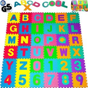 Image of Tappeto puzzle per bambini set 86 pezzi gioco tappetino lettere numeri gomma eva - Tappeto Puzzle per Bambini Set 86 Pezzi Gioco Tappetino Lettere Numeri Gomma EVA
