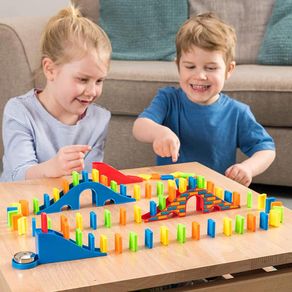 Image of Domino confezione 200 tasselli con percorso gioco da tavolo mattoncini bambini - Domino Confezione 200 Tasselli con Percorso Gioco da Tavolo Mattoncini Bambini