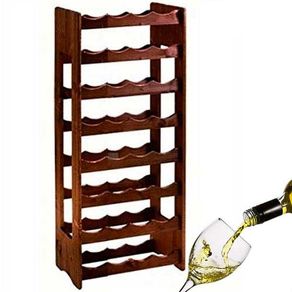 Image of Cantinetta porta bottiglie vino in legno scuro 32 posti casa ristorante cantina - Cantinetta Porta Bottiglie Vino In Legno Scuro 32 Posti Casa Ristorante Cantina