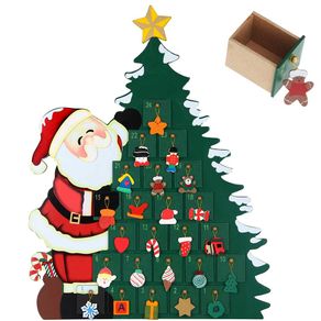 Image of Calendario avvento babbo natale con albero in legno 24 cassetti e decorazioni - Calendario Avvento Babbo Natale con Albero in Legno 24 Cassetti e Decorazioni