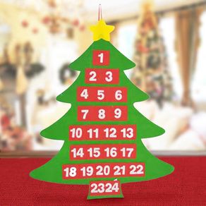 Image of Calendario avvento albero di natale feltro con tasche decorazioni natalizie 54cm - Calendario Avvento Albero di Natale Feltro con Tasche Decorazioni Natalizie 54cm