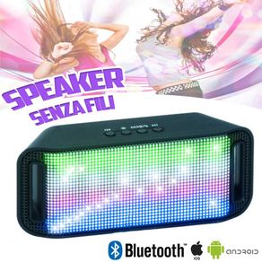 Image of Cassa speaker bluetooth senza fili wireless luci led smartphone tablet 13x6cm - Cassa Speaker Bluetooth Senza Fili Wireless Luci LED Smartphone Tablet 13x6cm