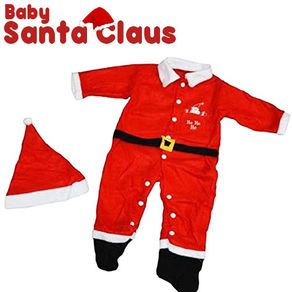 Image of Vestito babbo natale baby vestitino completino costume per bambini pile rosso - Vestito Babbo Natale Baby Vestitino Completino Costume Per Bambini Pile Rosso
