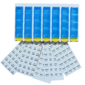 Image of Contenitore pillole portacompresse con adesivi settimana pillbox da 7 giorni - Contenitore Pillole Portacompresse con Adesivi Settimana PillBox da 7 Giorni