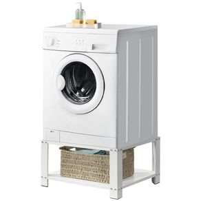 Image of Supporto base per lavatrice e asciugatrice con ripiano basamento acciaio 150 kg - Supporto Base per Lavatrice e Asciugatrice con Ripiano Basamento Acciaio 150 kg