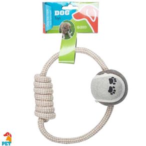 Image of Corda e palla giocattolo per cane in cotone dog toy rope accessori animali - Corda e Palla Giocattolo Per Cane In Cotone Dog Toy Rope Accessori Animali