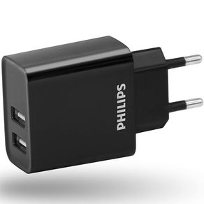 Image of Philips caricabatterie da parete 2 porte usb carica veloce antisurriscaldamento - Philips Caricabatterie da Parete 2 Porte USB Carica Veloce Anti-Surriscaldamento