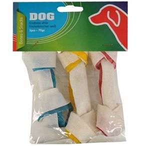 Image of Snack per cane 3 pezzi a forma di osso bianco con nodo set spuntino pet - Snack Per Cane 3 Pezzi A Forma Di Osso Bianco Con Nodo Set Spuntino Pet