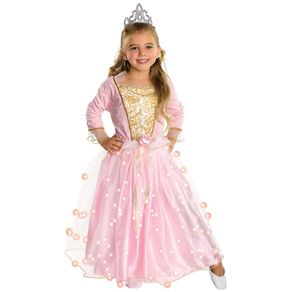 Image of Costume principesse taglia neonati 60 cm con luci vestito carnevale rosa oro - Costume Principesse Taglia Neonati 60 cm Con Luci Vestito Carnevale Rosa Oro