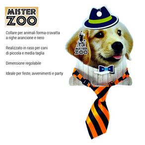 Image of Collare Forma Cravatta Per Cane Animali In Raso Arancione e Nero Taglia Piccola