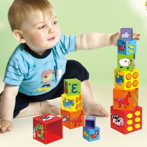 Image of Blocchi cubi in legno impilabili giocattoli prima infanzia bambini con numeri - Blocchi Cubi in Legno Impilabili Giocattoli Prima Infanzia Bambini con Numeri