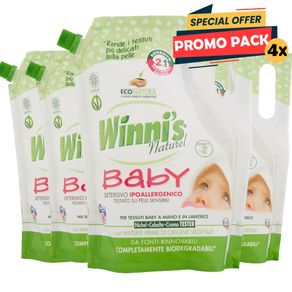 Image of 4 x 800 ml winnis naturel detergente lavatrice baby promo pack - 4 x 800 ml Winni's Naturel Detergente Lavatrice Baby Promo Pack