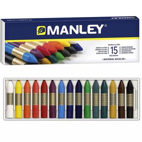 Image of Confezione 15 Pastelli a Cera Colori Assortiti Disegno Scuola Casa Manley