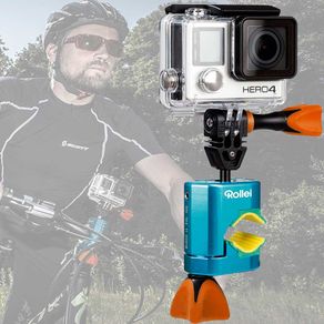 Image of Supporto action camera per bici e moto professionale rollei gopro colore blu - Supporto Action Camera per Bici e Moto Professionale Rollei GOPro Colore Blu