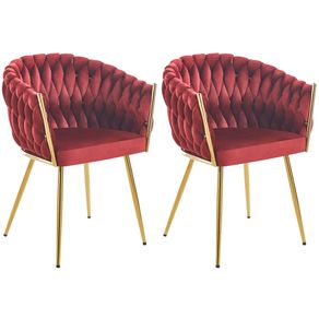 Image of Set 2 sedie per sala da pranzo e ufficio in velluto rosso scuro sedia ergonomica - Set 2 Sedie per Sala da Pranzo e Ufficio in Velluto Rosso Scuro Sedia Ergonomica