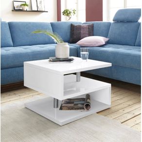 Image of Tavolino da salotto Dcalligari, Tavolino soggiorno, Mobile portaoggetti basso, Tavolino da caffè, 55x55h41 cm, Bianco lucido