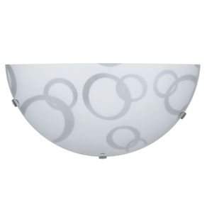 Image of Applique lastra vetro bianco decorato con cerchi ganci trasparenti 30x10xh15 cm - Applique lastra vetro bianco decorato con cerchi ganci trasparenti 30x10xh.15 cm