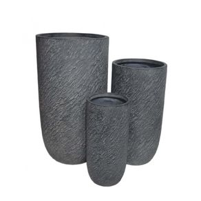 Image of Set di 3 vasi in fibra di argilla cm 44x44x79 nine - Set di 3 vasi in Fibra di argilla cm 44x44x79 - NINE