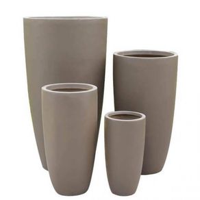 Image of Set di 4 vasi da giardino in fibra di argilla cm 54x54x101 derrick colore marrone - Set di 4 vasi da Giardino in Fibra di argilla cm 54x54x101 - DERRICK Colore: Marrone