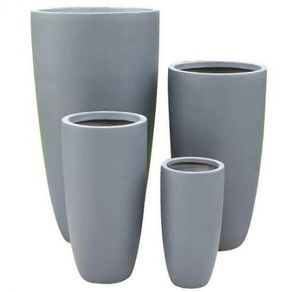 Image of Set di 4 vasi da giardino in fibra di argilla cm 54x54x101 derrick colore grigio - Set di 4 vasi da Giardino in Fibra di argilla cm 54x54x101 - DERRICK Colore: Grigio