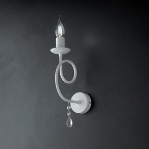 Image of Applique in ferro Bianco una luce decorazione shabby e strass 17x h32 cm