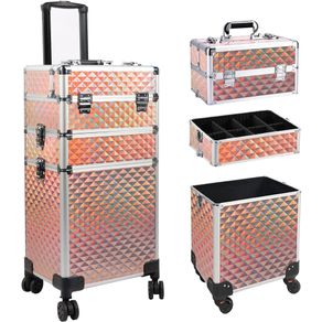 Image of Trolley makeup 3in1 valigetta oro trucco estetista beauty case ruote staccabili - Trolley Makeup 3in1 Valigetta Oro Trucco Estetista Beauty Case Ruote Staccabili