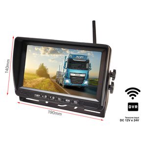 Image of Monitor Wireless Ricevitore Professionale DVR Registratore 4 Canali 12V 24V Per Camion Tir 7 Pollici