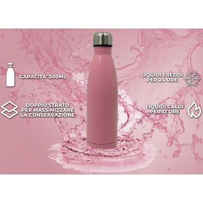 Image of Borraccia Termica 500ml Bottiglia Acqua Thermos Caffè E Bevande Calde In Acciaio In Tinta Unita New Doppio Strato Rosa