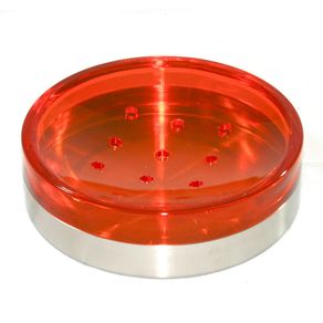 Image of Portasaponetta acciaio satinato arancione acrilico bagno design moderno 206003-B