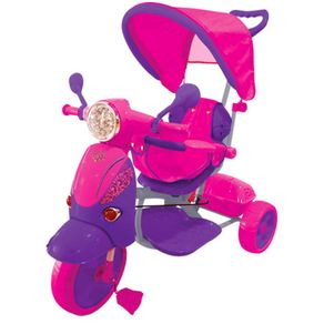 Image of Triciclo a Spinta Seggiolino Reversibile per Bambini Kidfun Classic Fucsia e Viola