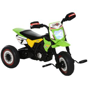 Image of Triciclo a Pedali per Bambini a Forma di Moto Verde