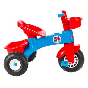 Image of Triciclo per Bambini 51x64x49 cm con Pedali e Cestino Blu e Rosso