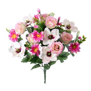 Image of Set 2 Bouquet Artificiali Rose e Magnolia per 18 60 cm